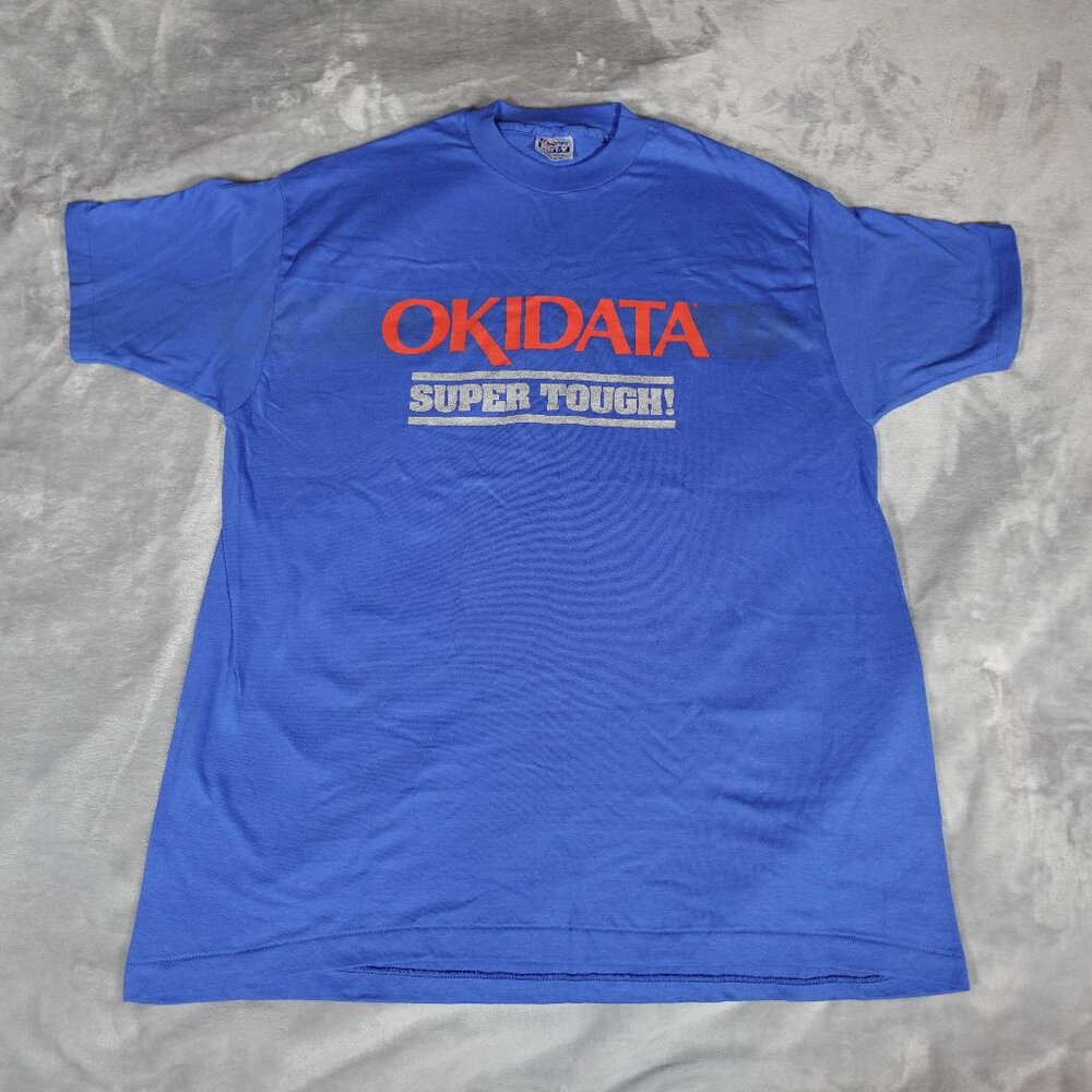 Vintage Oki Electronics Promo T Shirt Mens XL Made In USA Blue 90s